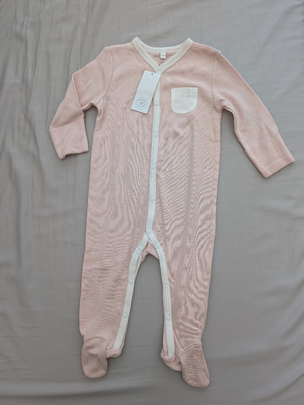 NWT MORI baby pajamas footie sleeper 6-9m signature fabric bamboo cotton snap